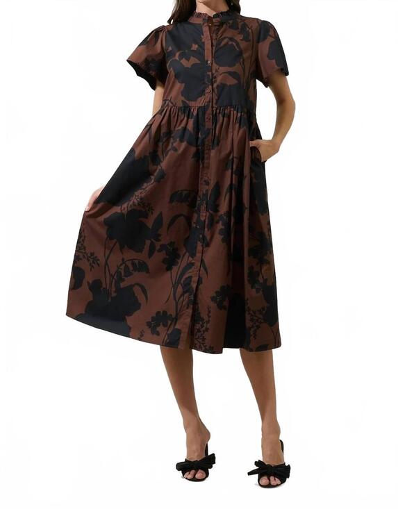 SUGARLIPS Dresses & Skirts - NEW SUGARLIPS somerton floral aurelia babydoll midi dress in brown/black